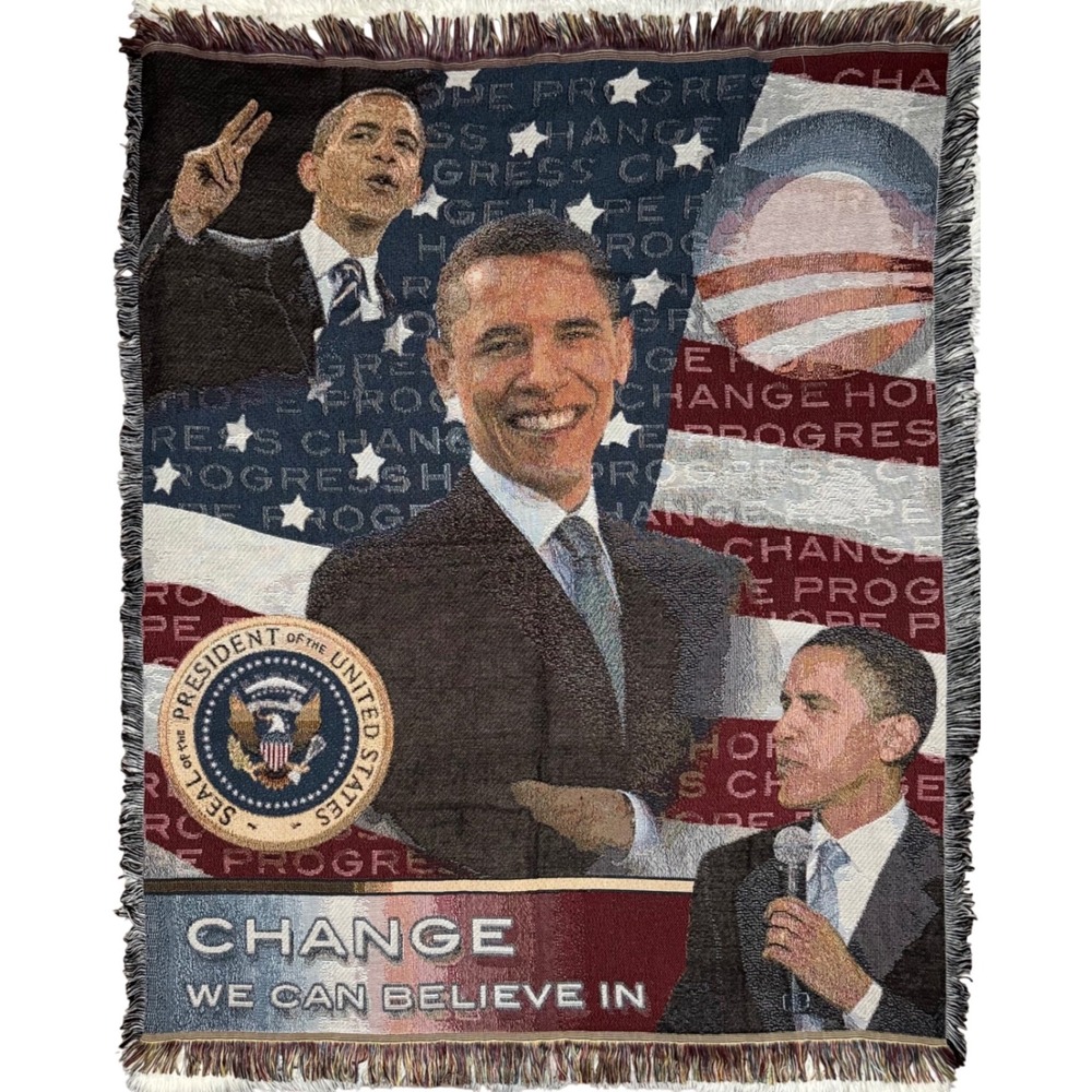 Barack‎ Obama Change We Can Believe In Woven Tapestry Throw Blanket Presidential